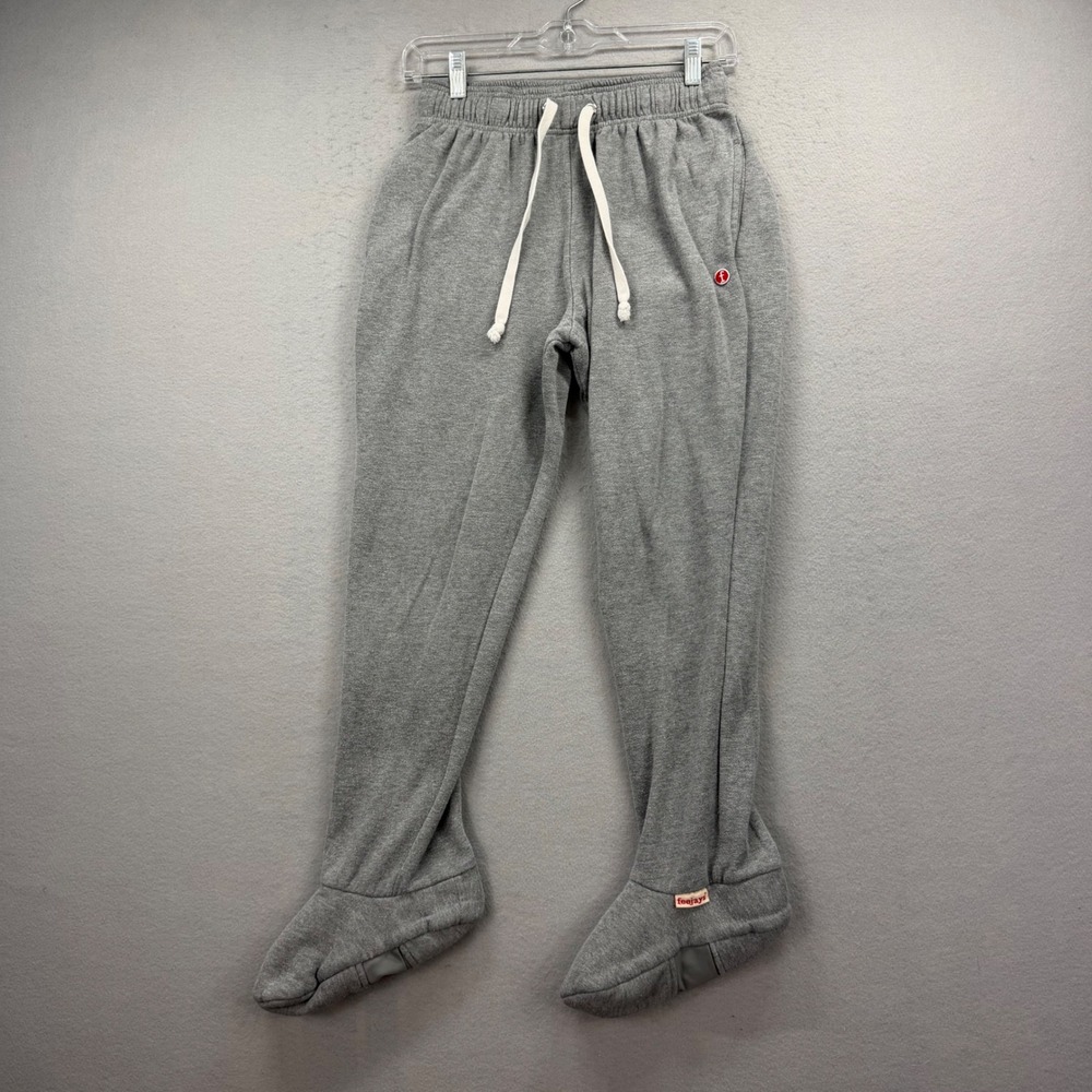 Feejays Footed Sweatpants Unisex Small Gray‎ Drawstring Pockets Cozy Loungewear